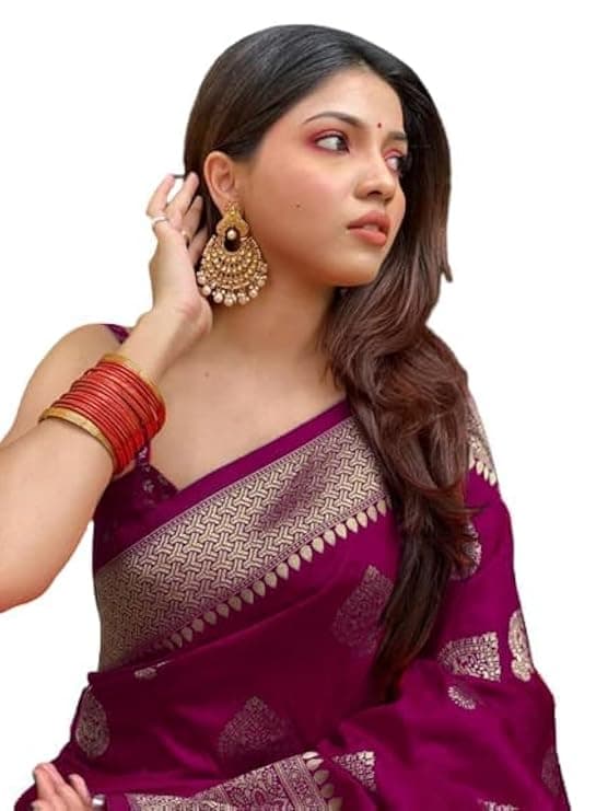 C J Enterprise Women's Pure Kanjivaram Silk Saree Soft Design With Blouse Piece For Wedding (Pari122-51)