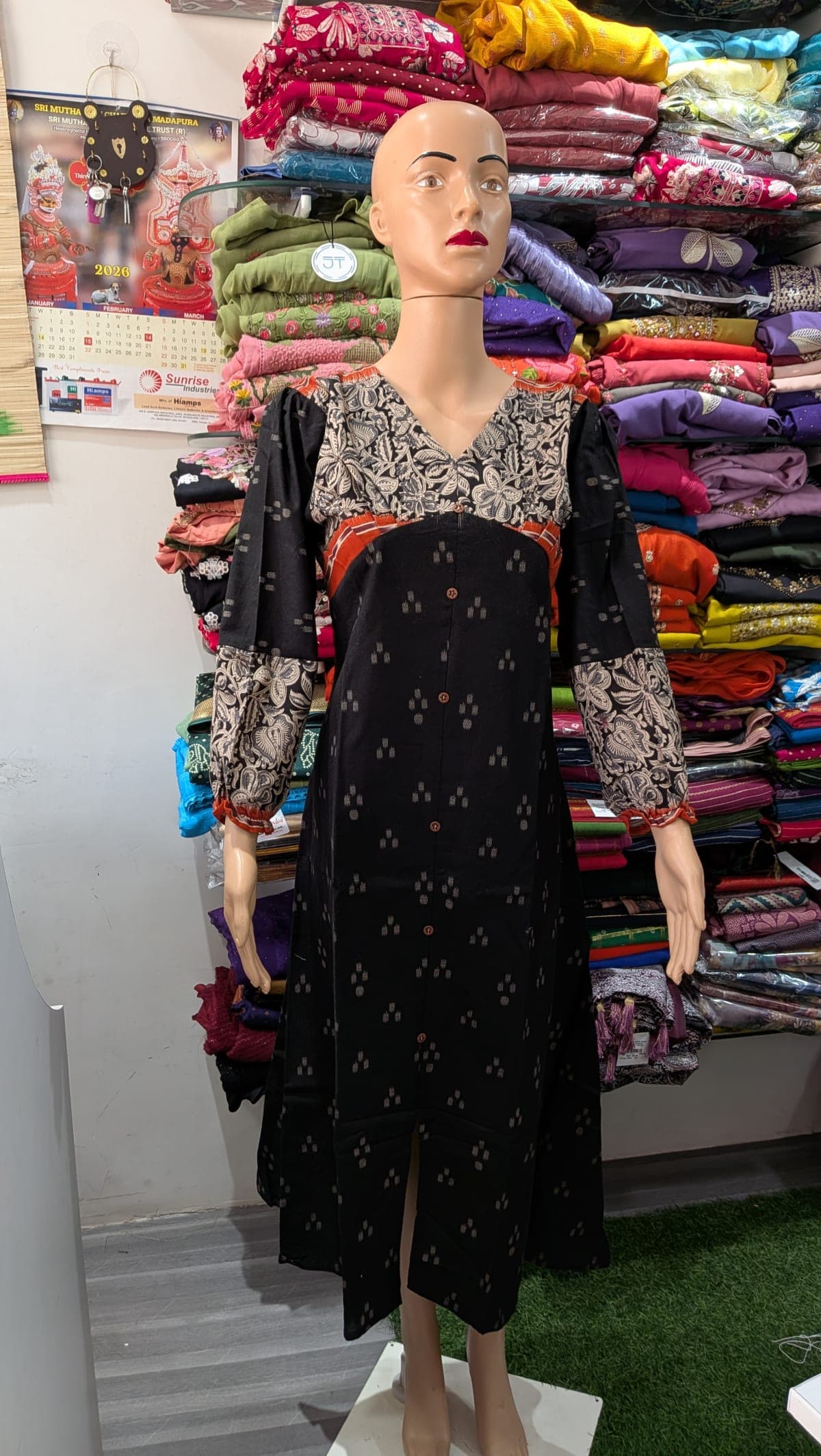 Black V-neck kurthi